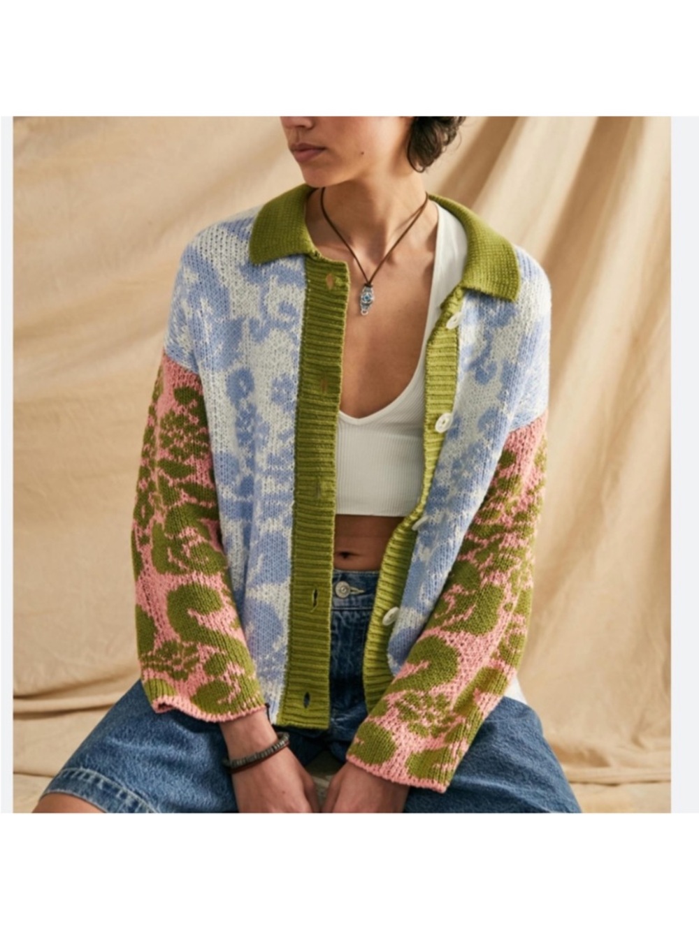 BDG Urban Outfitters Gwen Palm Tree Cardigan Sweater size Small